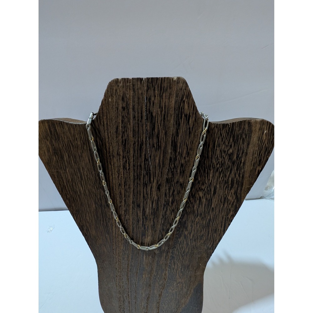 OroAmerica 925 Sterling Silver 14K Gold Mixed Metal Link Chain Necklace 18"